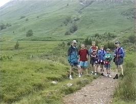 The mountain walkers at the start of the Ben Nevis climb